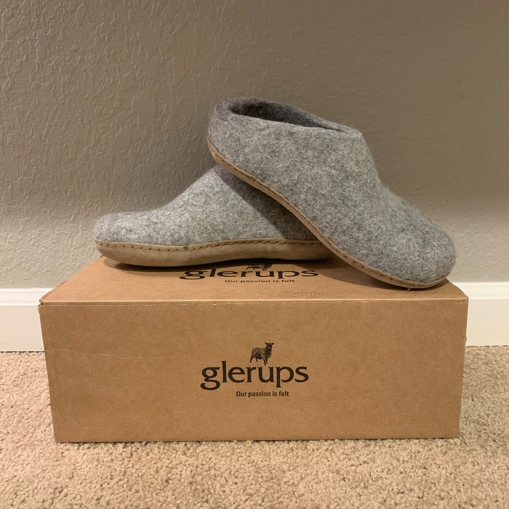 Glerups Open Heel Grey Slipper Size 38